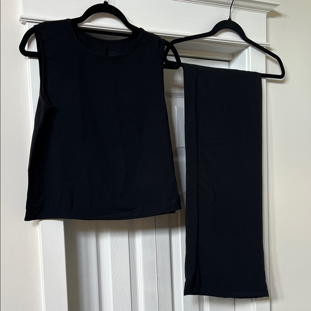 Summer Set: Elegant Black Sleeveless Top and Pants